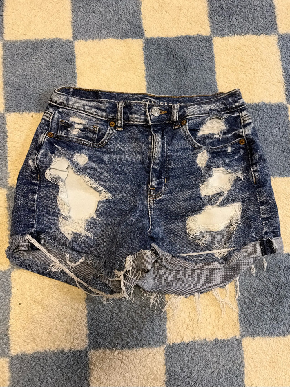 American Eagle Outfitters Distressed Blue Denim Shorts